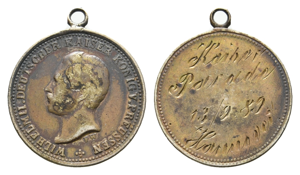  Preussen, Medaille 1889; Bronze; 3,51 g, Ø 20,3 mm   