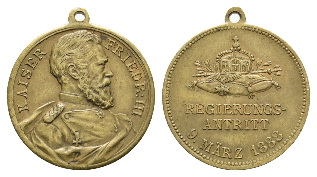  Preußen, Bronzemedaille 1888; tragbar; 5,54 g, Ø 24,0 mm   