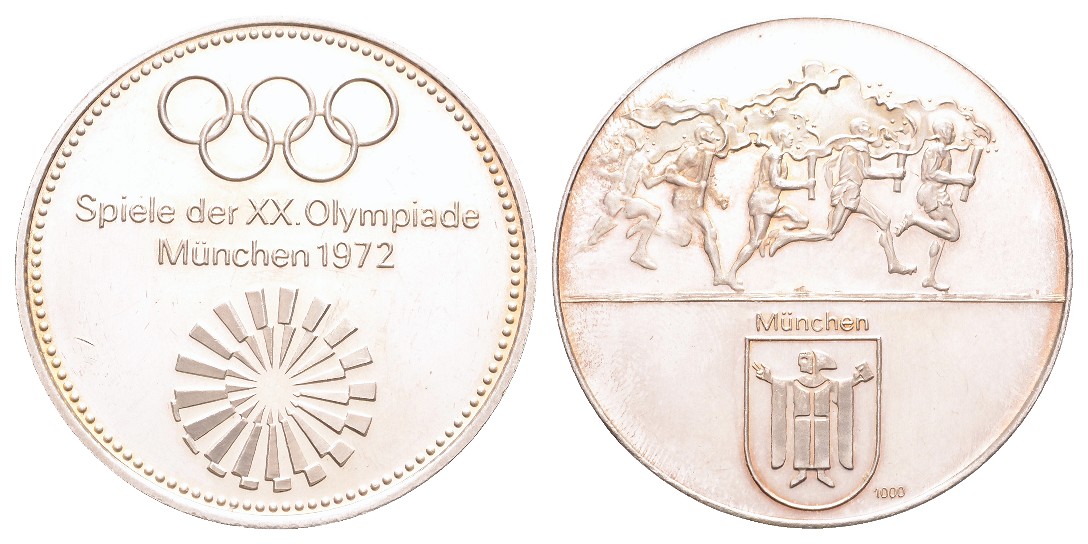  Linnartz Olympiade München, Feinsilbermedaille 1972, 30,02/fein, PP   