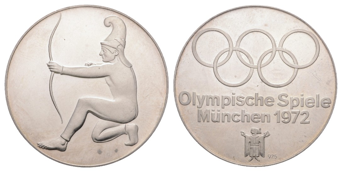  Linnartz Olympiade München, Silbermedaille 1972, 28,02/925er, 40,40 mm, stgl   