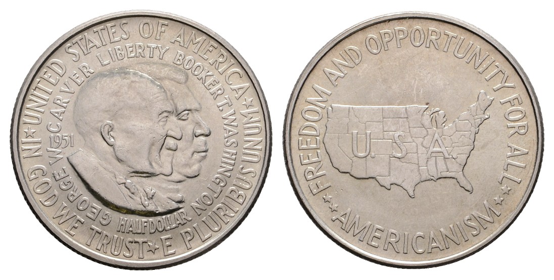 Linnartz USA 1/2 Dollar 1951 - CARVER/BOOKER, fast stgl   