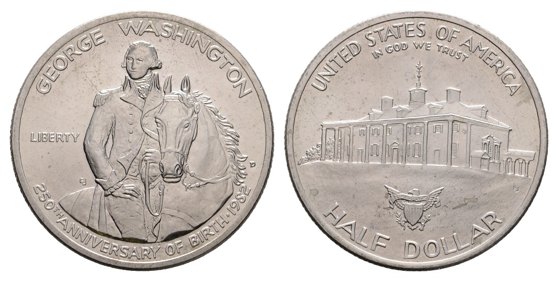  Linnartz USA 1/2 Dollar 1982 - D, WASHINGTON - 250 Jahrjubiläum, stgl   