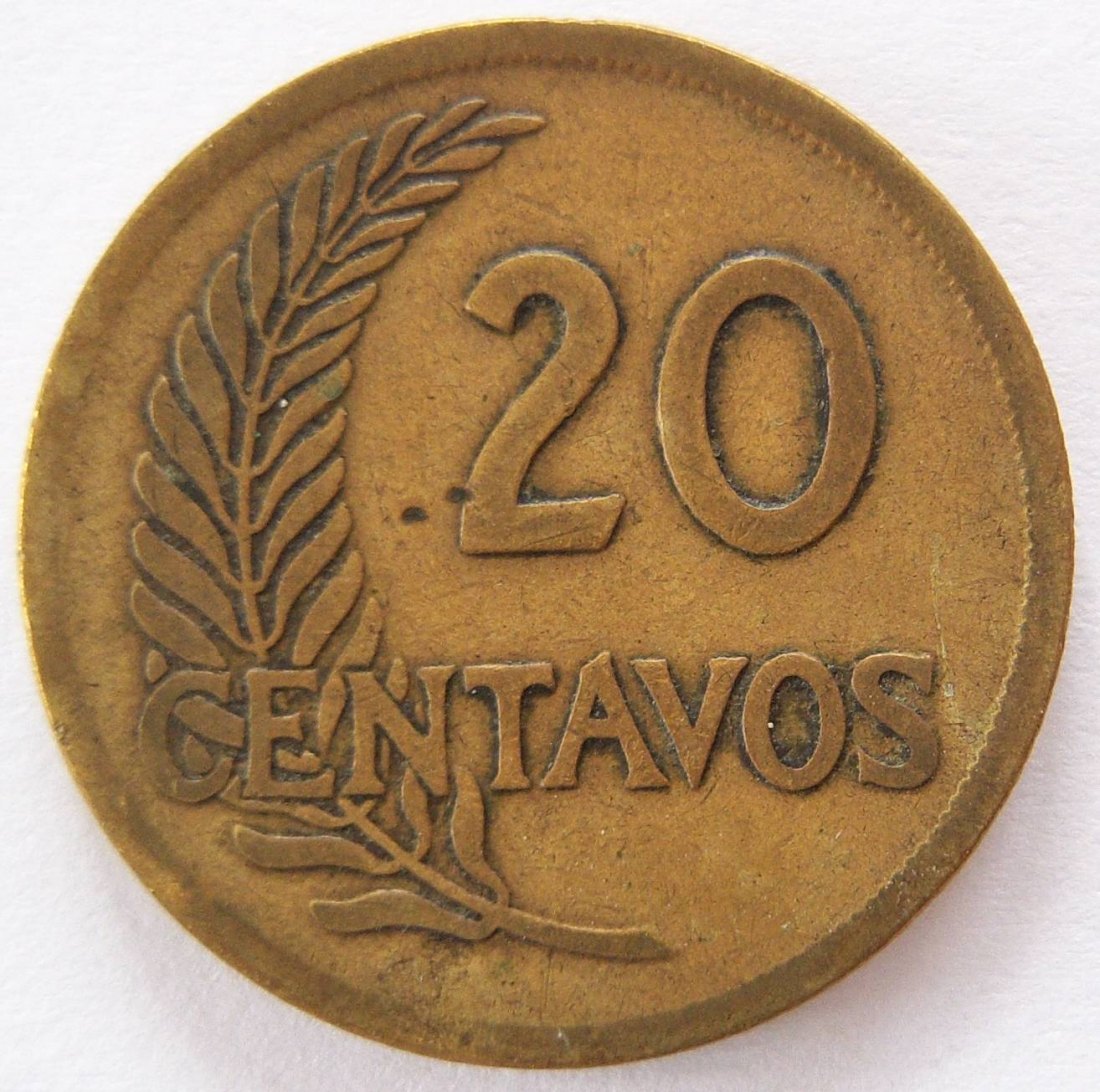 Peru 20 Centavos 1948   