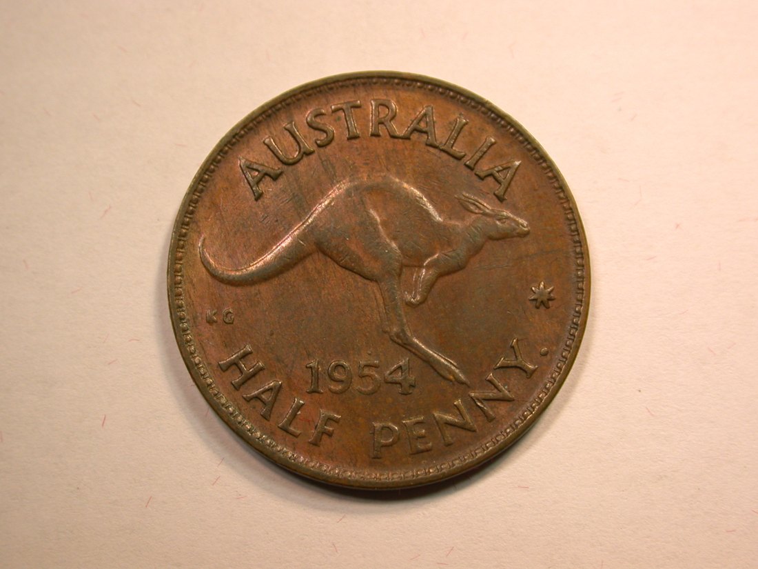  D14  Australien  1/2 Penny 1954 in vz  Originalbilder   