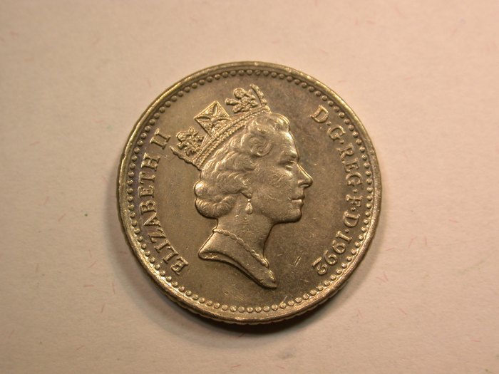  D14  Grossbritannien  5 Pence 1992 in vz-st   Originalbilder   