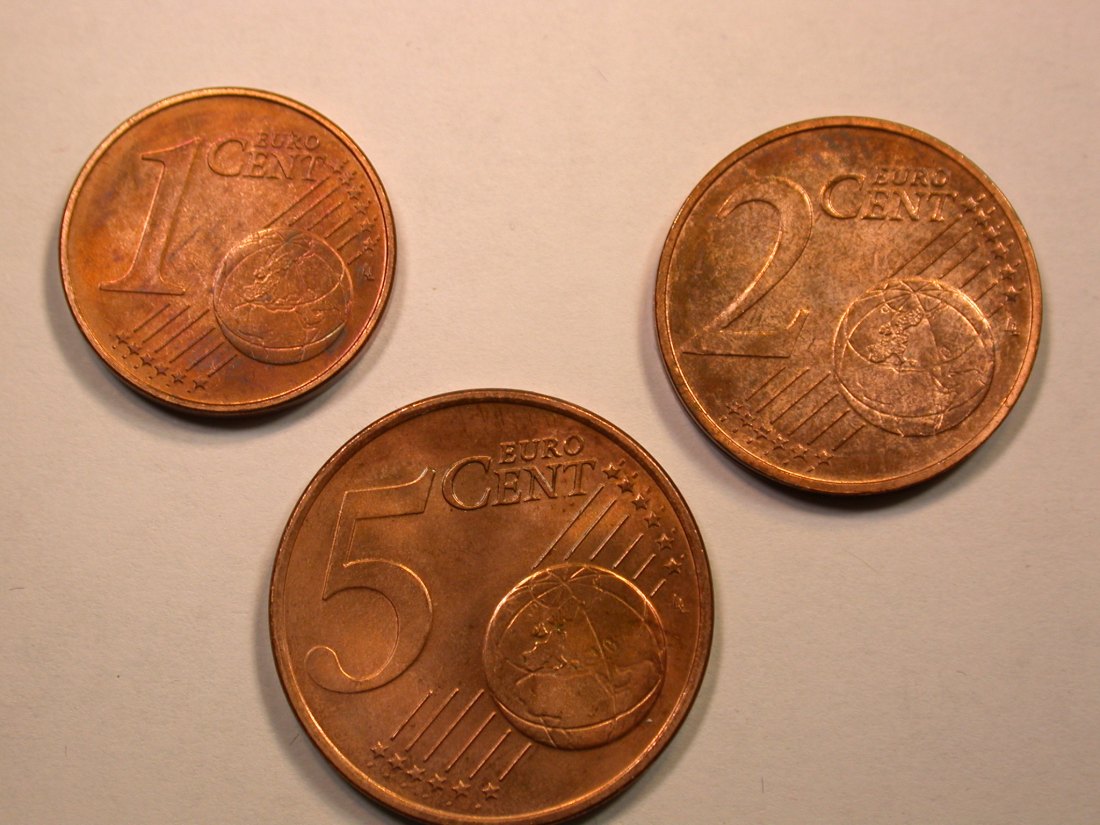  E01 Österreich 1, 2 und 5 Cent 2002 in unc mit Zertifikat 2 x   Orginalbilder   