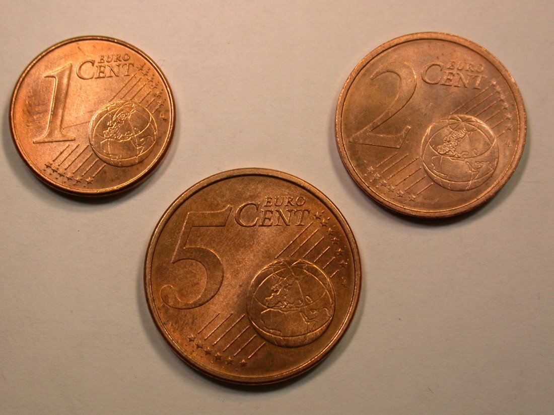  E01 Portugal 1, 2 und 5 Cent 2002 in unc mit Zertifikat   Orginalbilder   