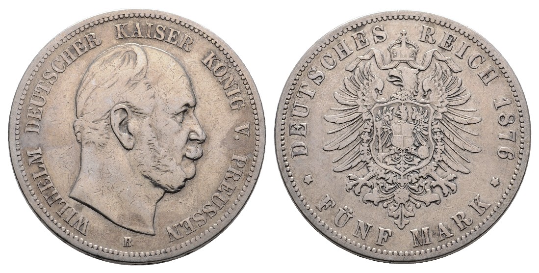  Linnartz KAISERREICH Preussen Wilhelm I. 5 Mark 1876 B, ss -   