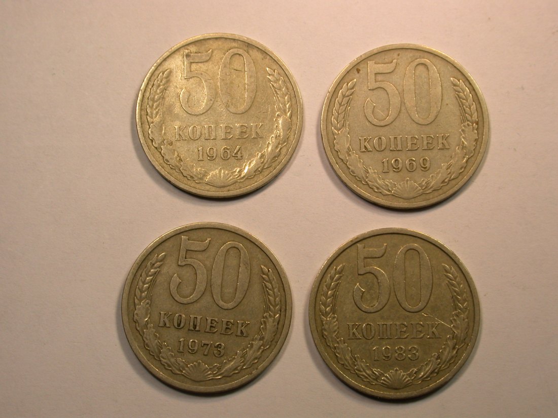  E02  CCCP/Russland  50 Kopeken  1964-1983  4 Münzen Orginalbilder   