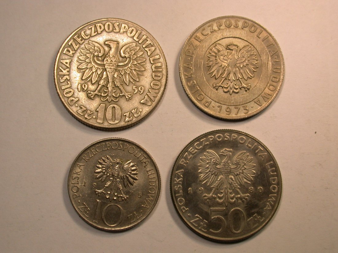  E02  Polen  4 Münzen 1959-1980  Orginalbilder   