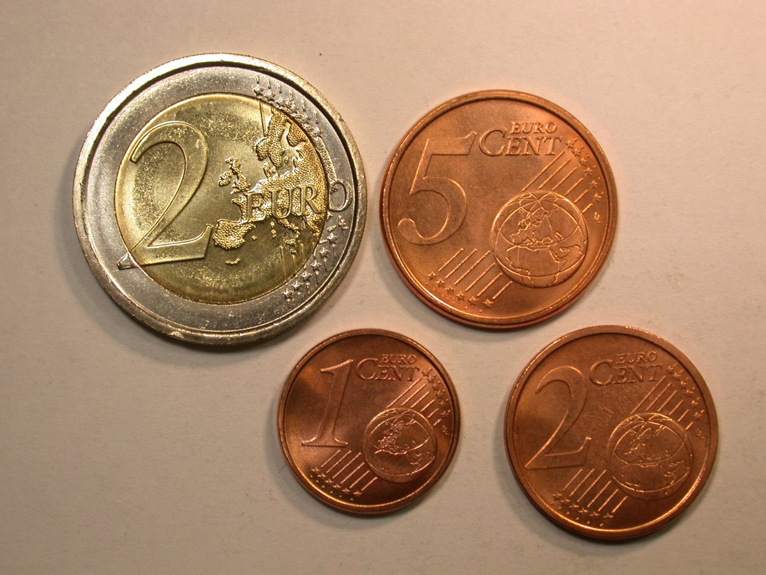  E03  San Marino 1,2 und 5 Cent 2006, 2 Euro 2012 in UNC  Originalbilder   