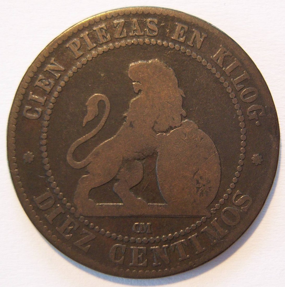  Spanien 10 Centimos 1870   