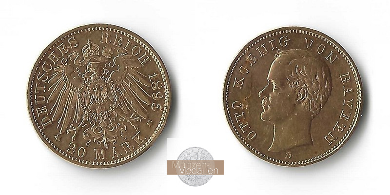 Bayern, Kaiserreich 20 Mark MM-Frankfurt Feingold: 7,17g Otto 1886-1913 1895 D 