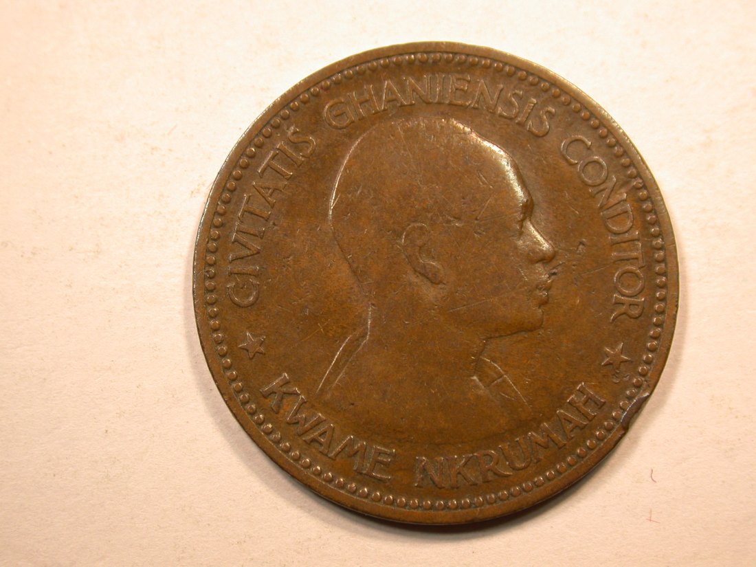  D18  Ghana  1 Penny 1958 in ss, Rdf.   Originalbilder   