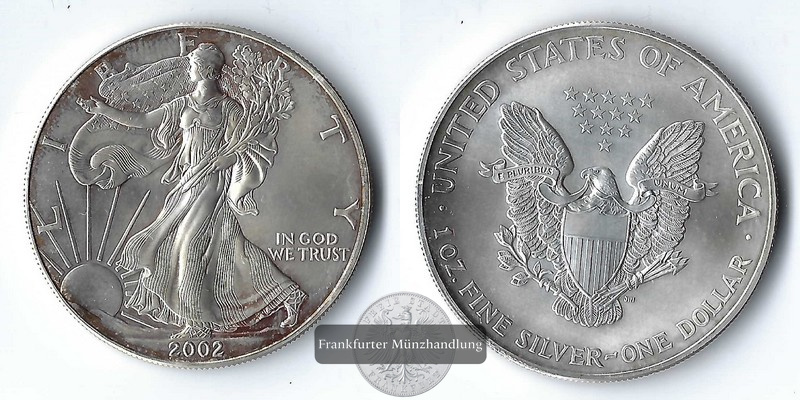  USA  1 Dollar  2002   American Eagle  FM-Frankfurt   Feinsilber: 31,1g   