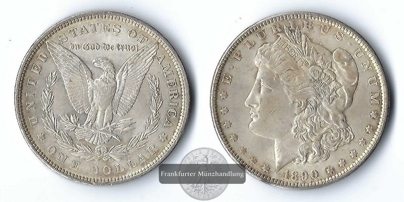  USA,  1 Morgan Dollar 1890 FM-Frankfurt: Feinsilber: 24,06g   