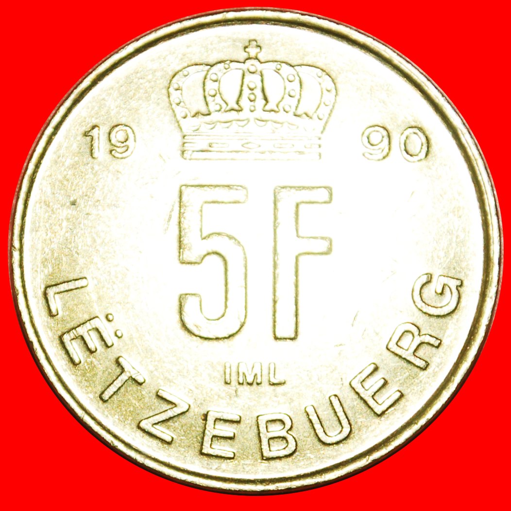  · CROWN (1989-1995): LUXEMBOURG ★ 5 FRANCS 1990! LOW START ★ NO RESERVE!   