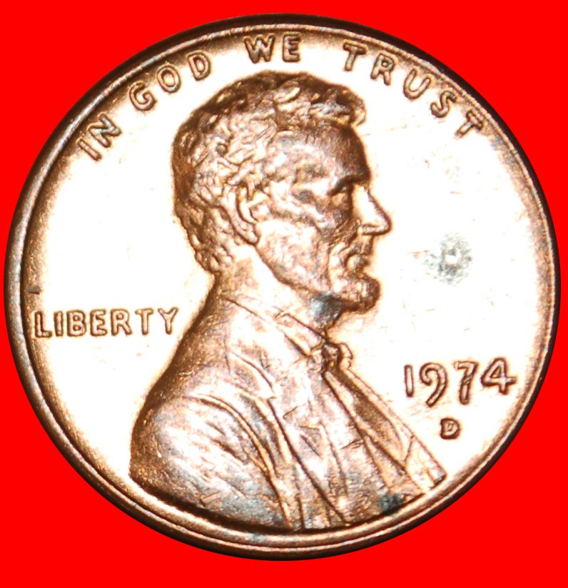 · MEMORIAL (1959-1982):USA★1 CENT 1974D MINT LUSTER RPM-001★LINCOLN 1809-1865★LOW START★ NO RESERVE!   