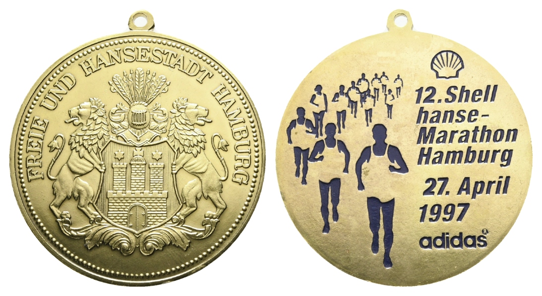  Hamburg; Medaille 1997; Messing vergoldet, tragbar; 47,09 g, Ø 55,1 mm   