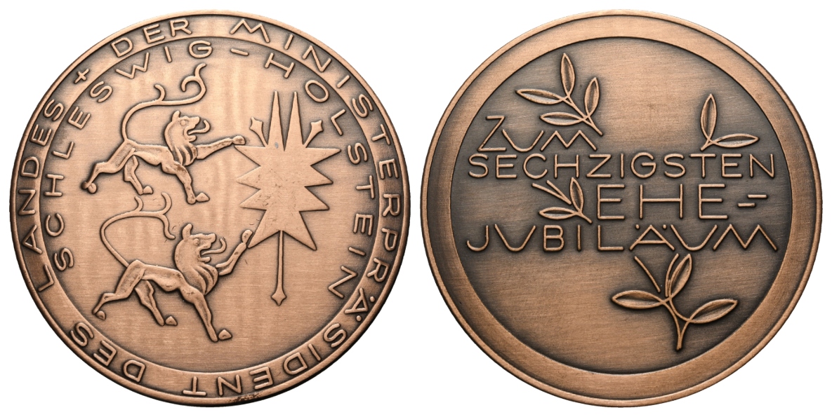  Schleswig-Holstein; Medaille o.J.; Bronze patiniert,  164,97 g, Ø 80,8 mm   