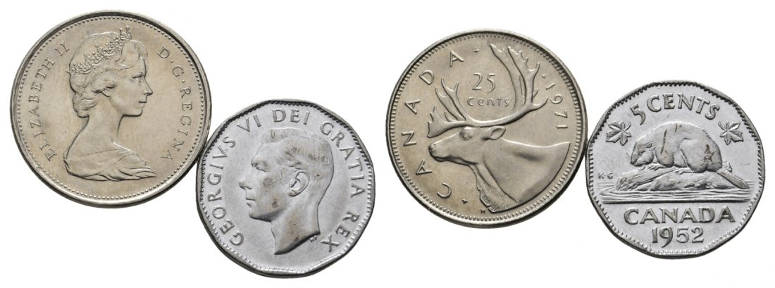  Canada; 25 Cents1971 / 5 Cents 1952   