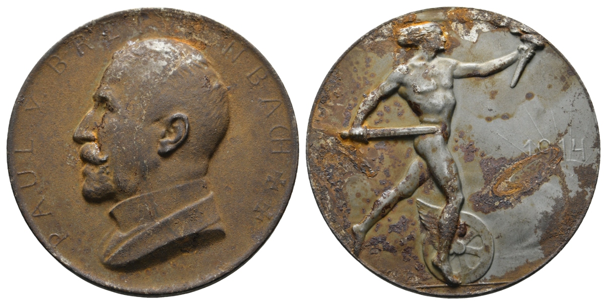  Preussen, Paul von Breitenbach; Eisenmedaille 1914; 64,86 g, Ø 50,3 mm   