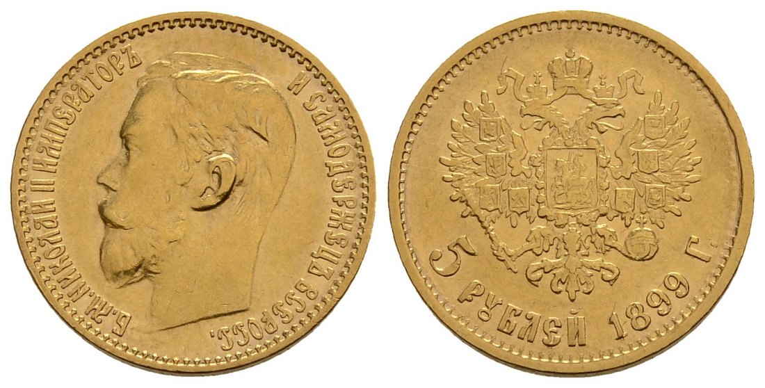 PEUS 4012 Russland 3,87 g Feingold. Zar Nikolaus II. (1894 - 1917) 5 Rubel GOLD 1899 ФЗ (FZ) Kl. Kratzer, Sehr schön