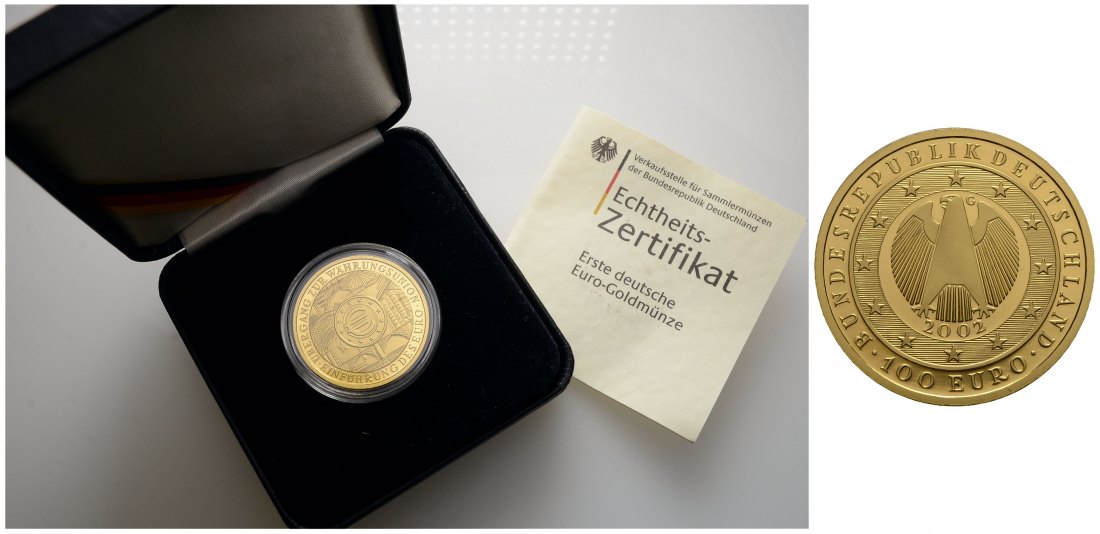 PEUS 4070 BRD 15,55 g Feingold. Währungsunion MIT Etui und Zertifikat 100 Euro GOLD 1/2 Unze 2002 G Karlsruhe Stempelglanz (in Kapsel)
