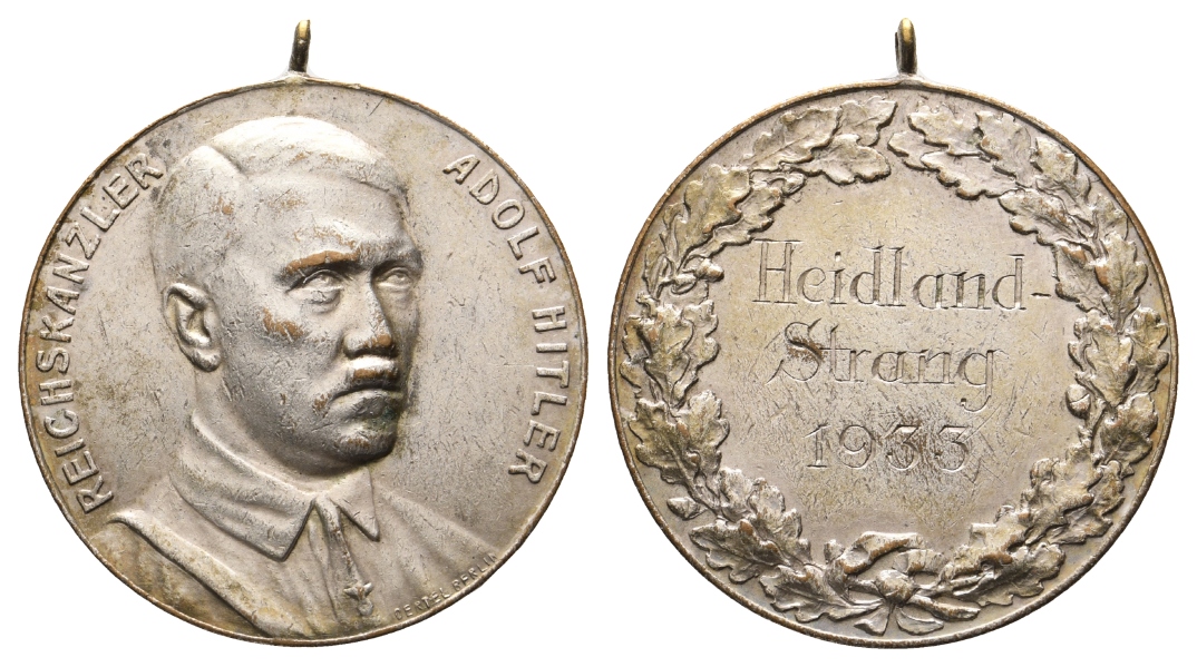  Heidland-Strang, Schützenmedaille 1933; Bronze versilbert, tragbar 19,69 g, Ø 35,3 mm   