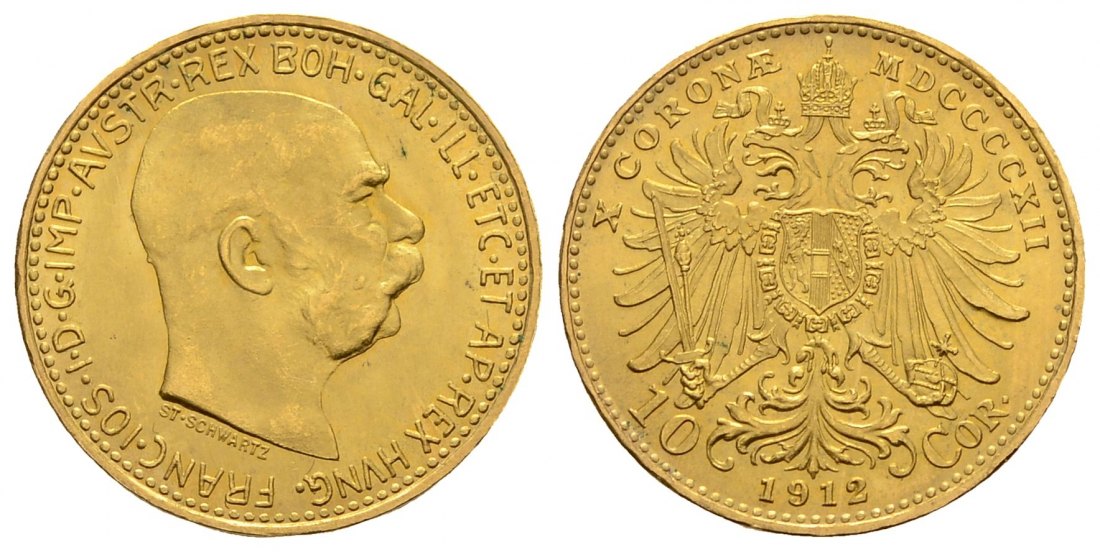 PEUS 4042 Österreich 3,05 g Feingold. Franz Joseph I. (1848 - 1916) 10 Kronen GOLD 1912 (off. NP) Stempelglanz