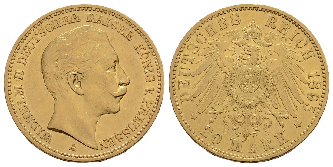 PEUS 4050 Kaiserreich - Preußen 7,16 g Feingold. Wilhelm II. (1888 - 1918) 20 Mark Gold 1895 A Sehr schön +
