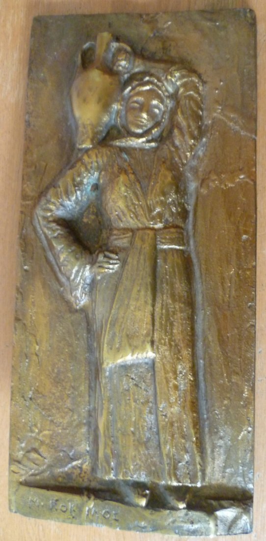  Bronzerelieff o.J.; sig. M. Kokimoe; 2,95 kg, 32,2 x 15,0 cm   