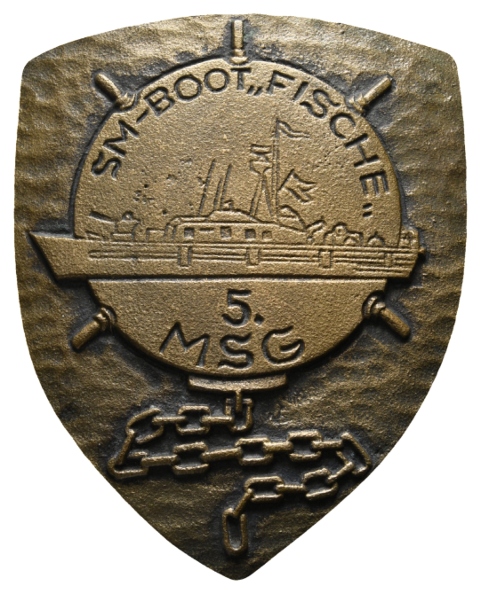 Plakette o.J.; 5. Marine Such Geschwader, Bronzeguss, 500 g, 122,8 x 99,2 mm   