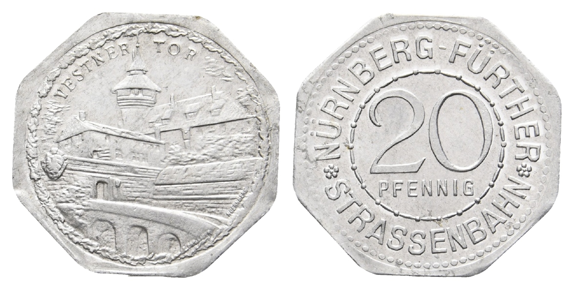  Nürnberg-Fürth Straßenbahn, Notgeld, 20 Pfennig o.J.   