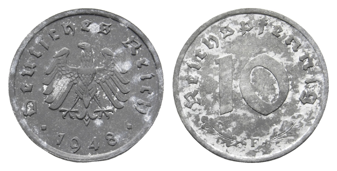  Deutschland / Alliierte Besetzung, 10 Pfennig 1948 F   