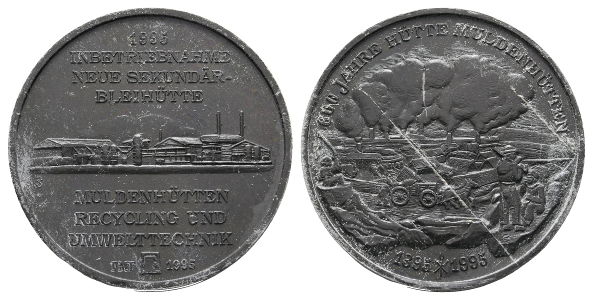  Muldenhütten, Bergbau-Medaille 1995; Blei, 34,88 g, Ø 40,0 mm   