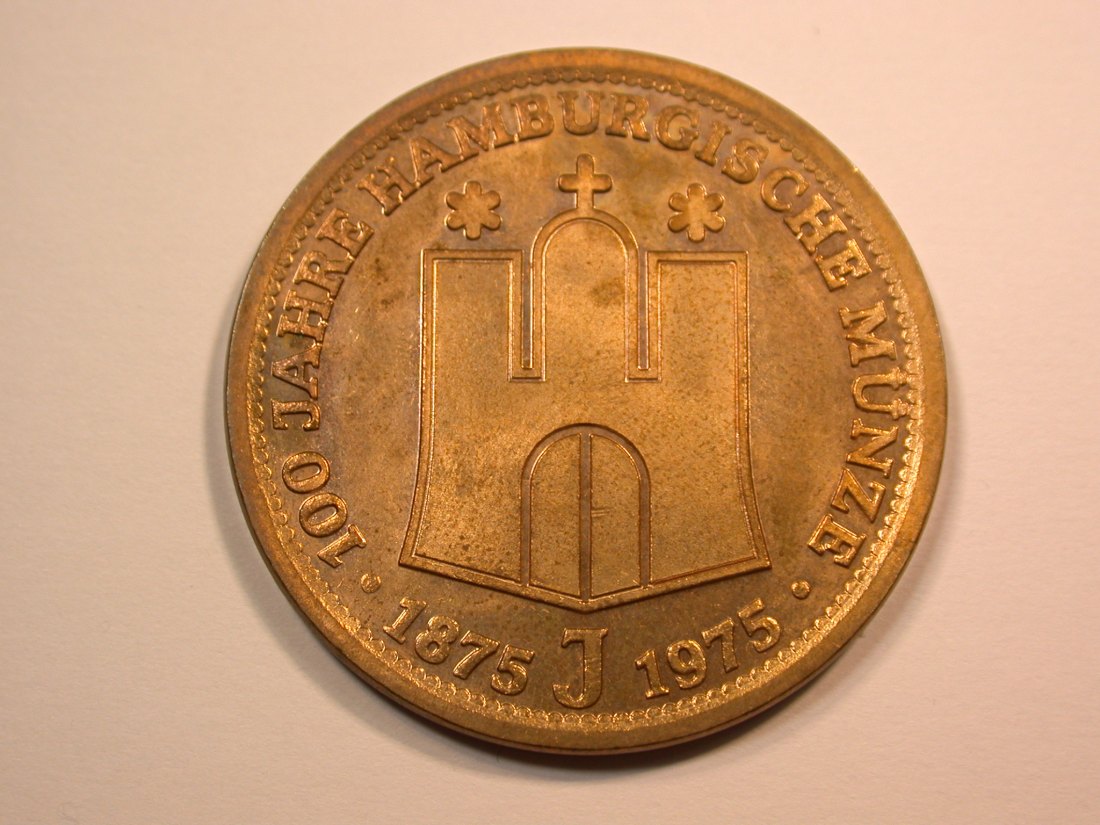  E22  Medaille  100 Jahre Münze Hamburg 1975 Originalbilder   
