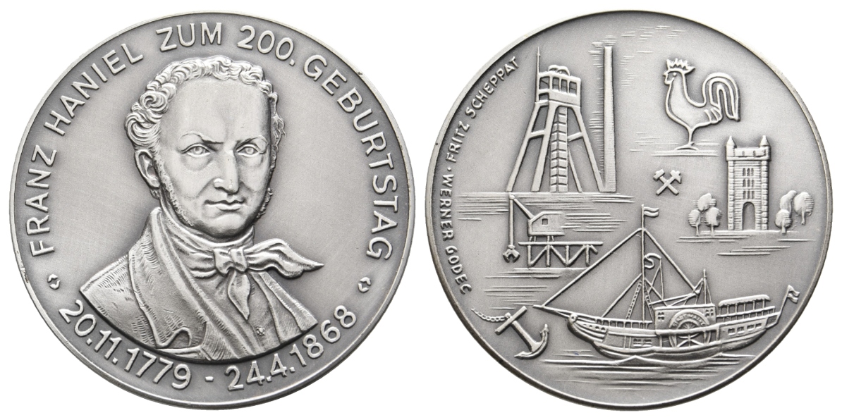  Haniel, Franz; Bergbau-Medaille o.J.; 1000 AG, 50,79 g, Ø 50,3 mm   