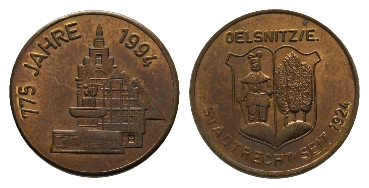  Oelsnitz /E.; Bergbau-Medaille 1994; Kupfer, 4,82 g, Ø 20,4 mm   