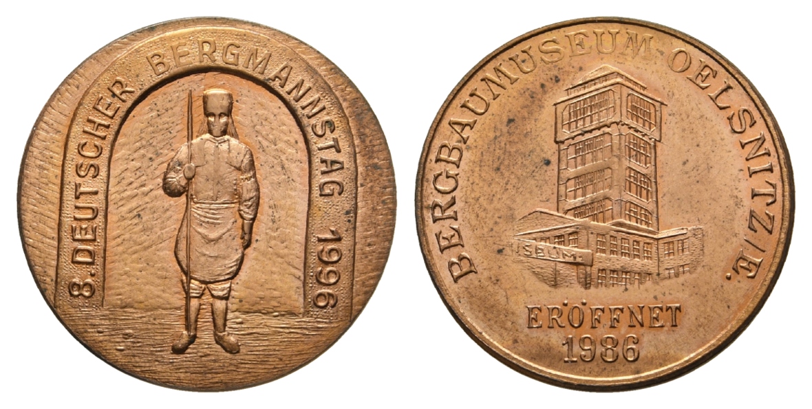 Oelsnitz/E., Bergbau-Medaille 1986; Kupfer, 6,51 g, Ø 25,4 mm   