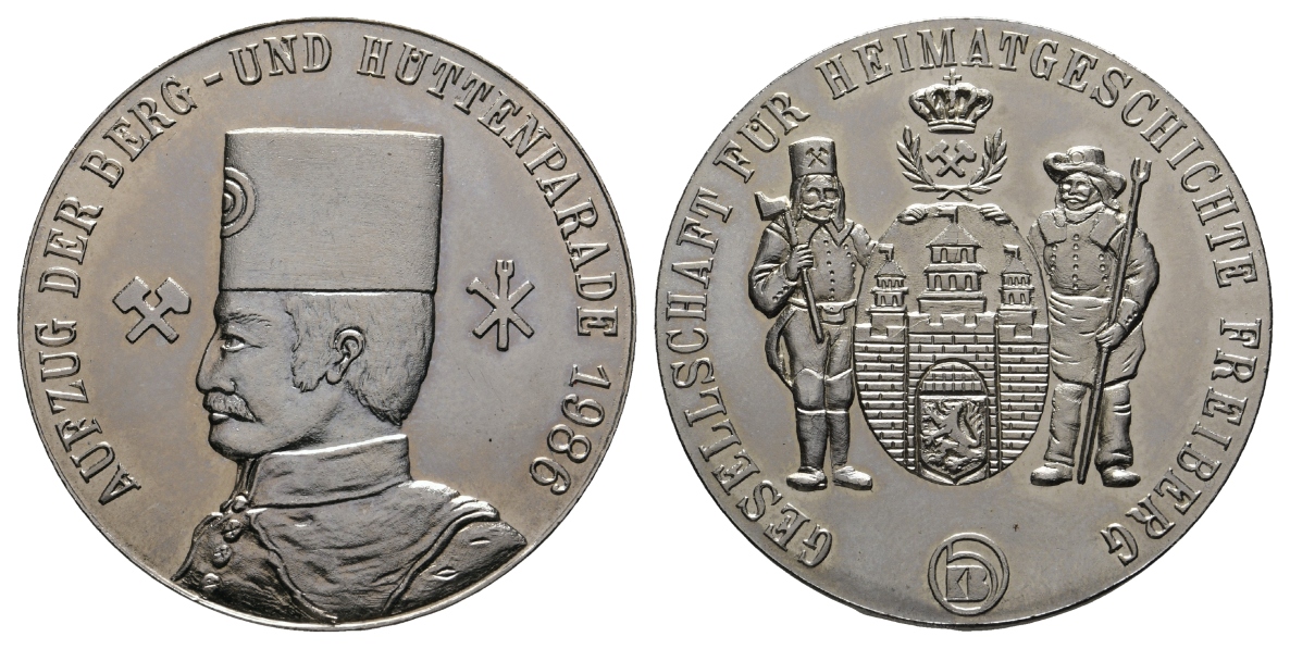  DDR, Bergbau-Medaille 1986; Nickel, 28,44 g, Ø 40,1 mm   