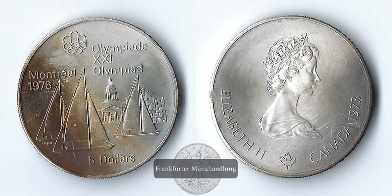  Kanada, 5 Dollar 1973     Olympiade in Montreal '76  FM-Frankfurt   Feinsilber: 22,48g   