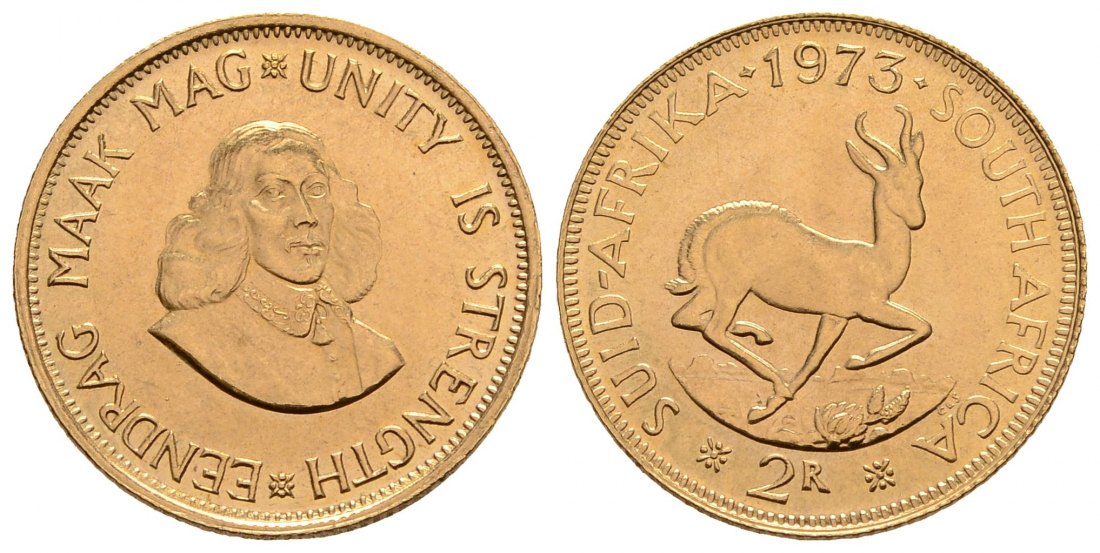 PEUS 4107 Südafrika 7,32 g Feingold 2 Rand GOLD 1973 Kl. Kratzer, fast Stempelglanz
