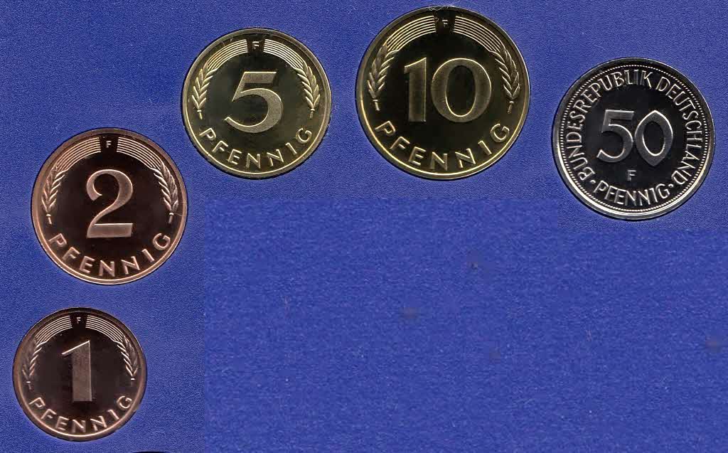  1984 J * 1 2 5 10 50 Pfennig 5 Münzen DM-Währung Polierte Platte PP, proof, top   