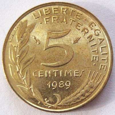  Frankreich France 5 Centimes 1989 Al-Bro UNC !! SEHR SELTEN !!   