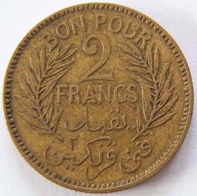  Tunesien Tunisia 2 Francs 1941 Al-Bro ss-vz   
