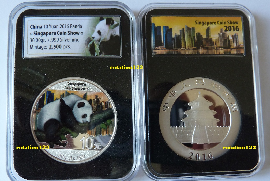  China Panda 2016 Color Singapur Coin Show .999 Ag * *Maximal 2.500 Ex. * *   