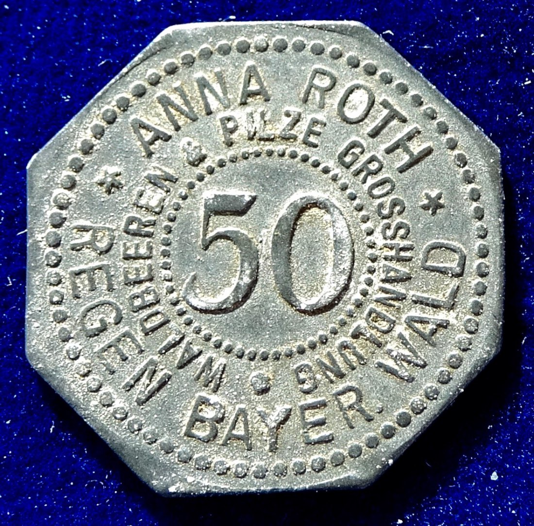  Bayern, Anna Roth, Waldproduktengeschäft, 50 Pfennig o.J. , Regen, Bayerischer Wald   