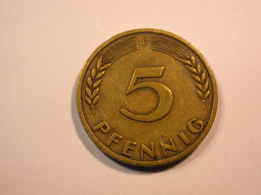  E23 BRD  5 Pfennig 1949 F Bank dt. Länder in ss  Originalbilder   