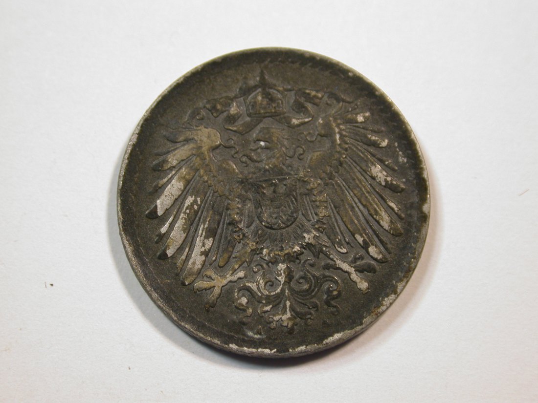  E23  KR  5 Pfennig 1915 A Ersatzmz. aus Eisen in ss+  Originalbilder   